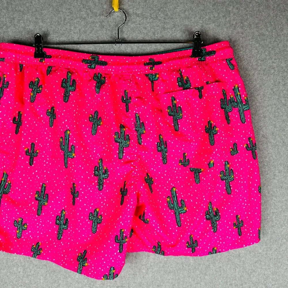 No Boundaries Mens Sz‎ 2XL 44-46 Swim Trunks Lined Pink Cactus Pockets